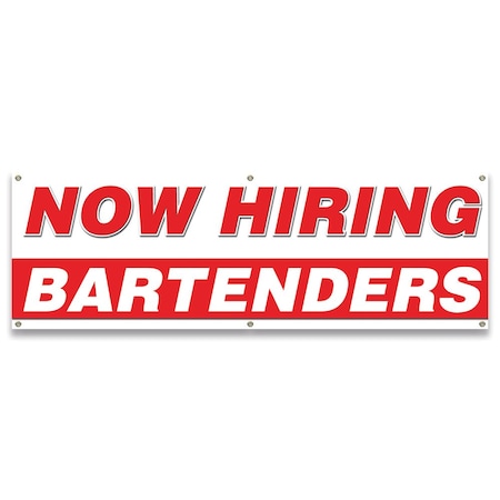 Signmission Now Hiring Bartenders Banner Apply Inside Accepting Application Single Sided B-72-30202